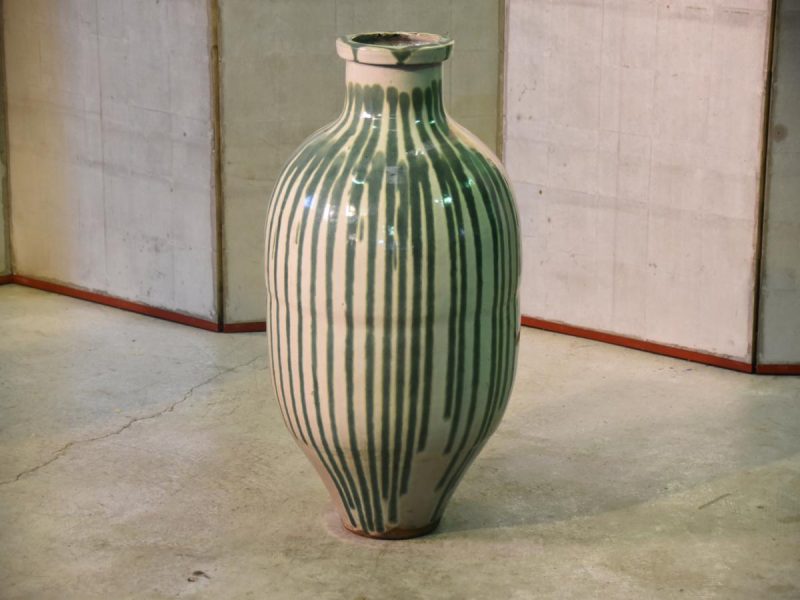 Large Green Drip Glaze Shigaraki Tsubo Urn
