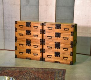 A Rare Pair of Japanese Antique Clothing Chests (4 Sections)