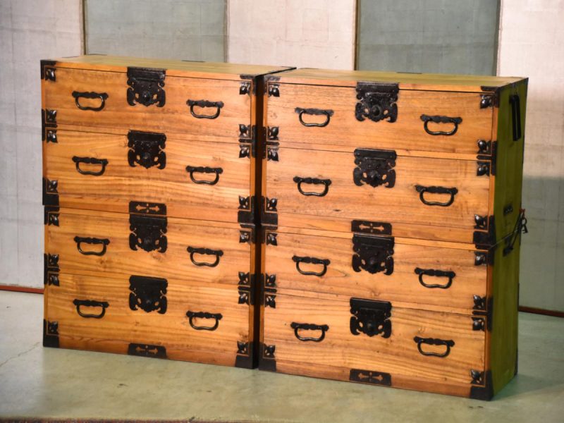 A Rare Pair of Japanese Antique Clothing Chests (4 Sections) - Image 2