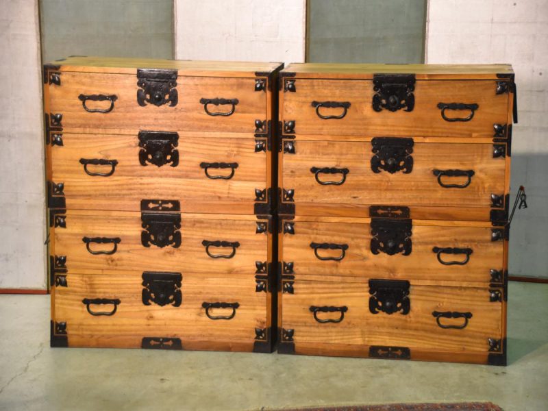 A Rare Pair of Japanese Antique Clothing Chests (4 Sections) - Image 16
