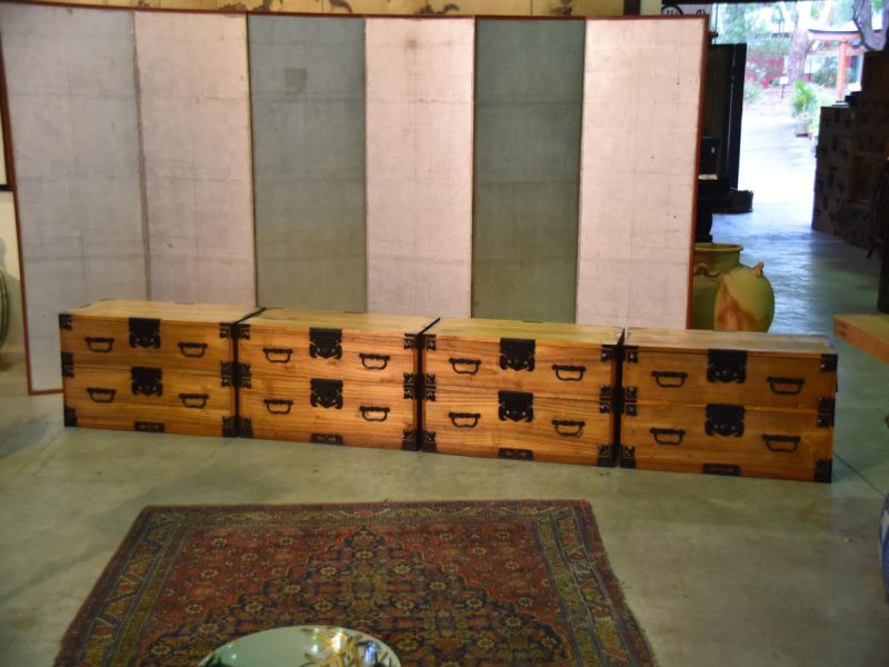 A Rare Pair of Japanese Antique Clothing Chests (4 Sections) - Image 4