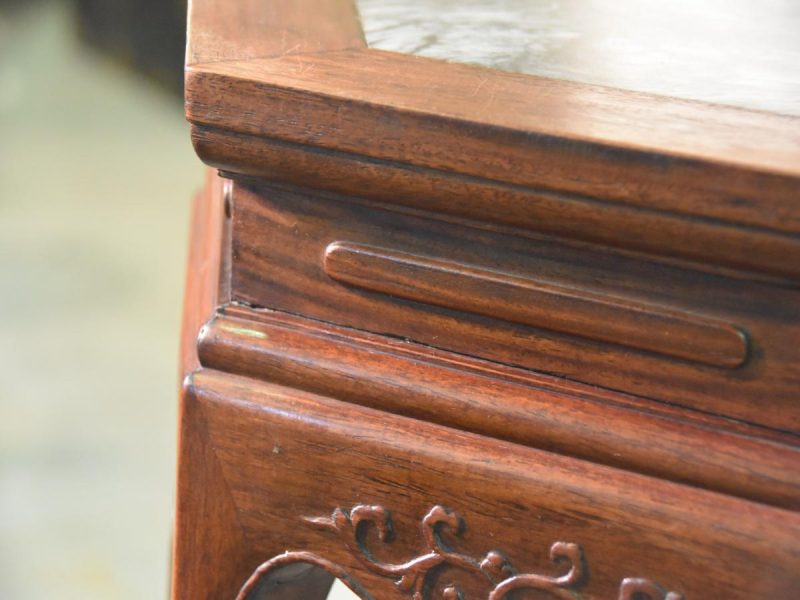 Chinese Hardwood and Marble Pot Plant Stand - Image 7
