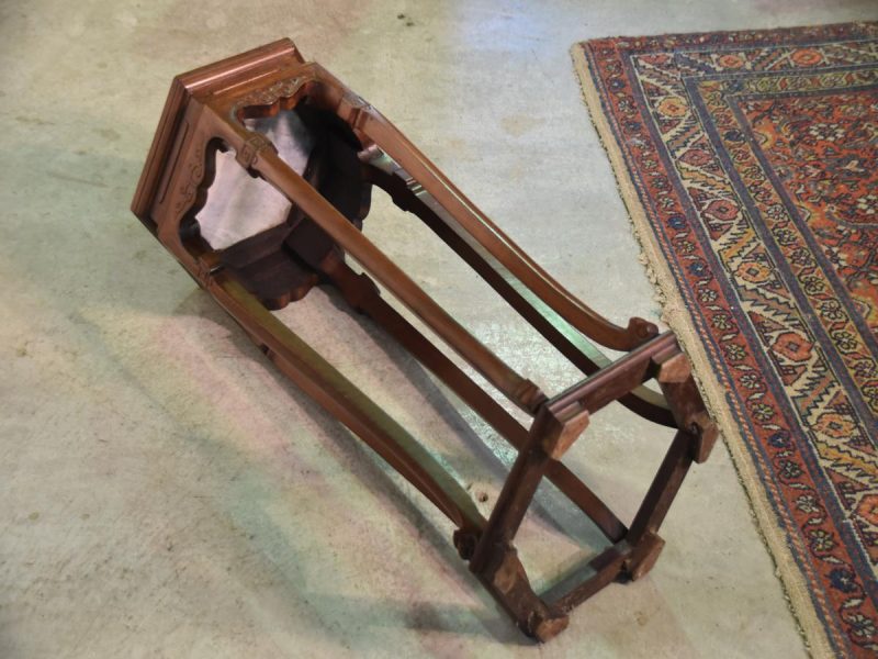 Chinese Hardwood and Marble Pot Plant Stand - Image 2