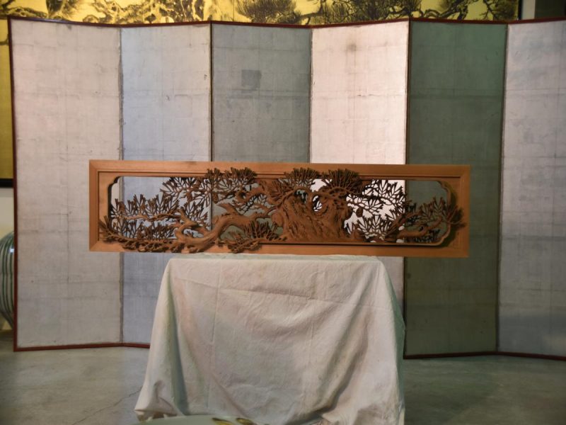 Japanese Carved Wooden Transom Rama