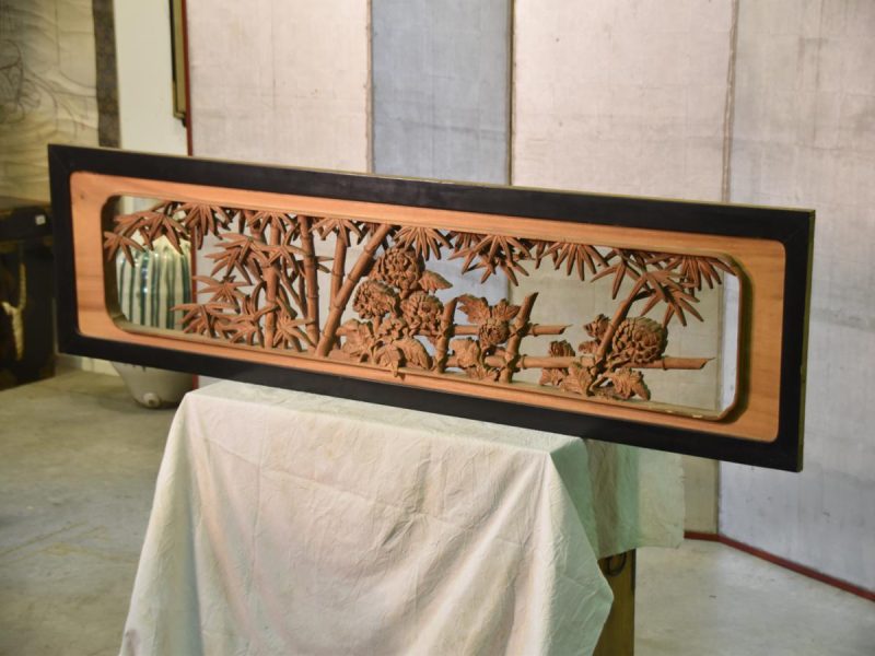 Traditional Japanese Rama Transom of Bamboo and Chrysanthemum - Image 10
