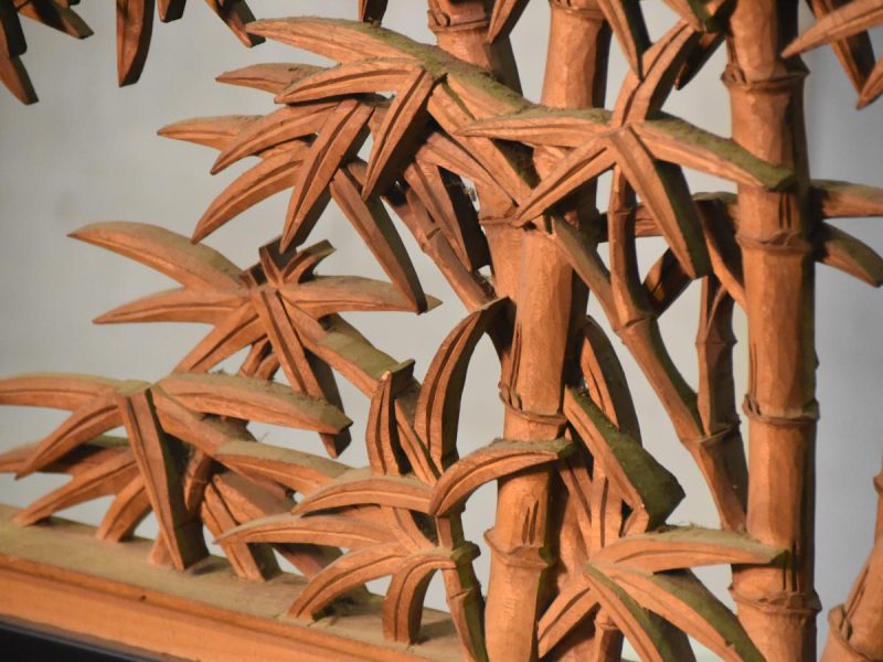 Traditional Japanese Rama Transom of Bamboo and Chrysanthemum - Image 9