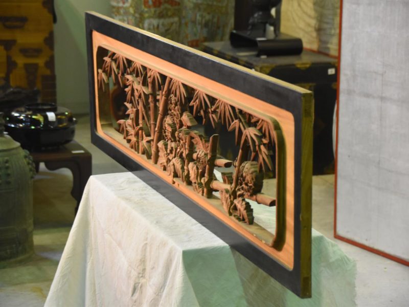 Traditional Japanese Rama Transom of Bamboo and Chrysanthemum - Image 7