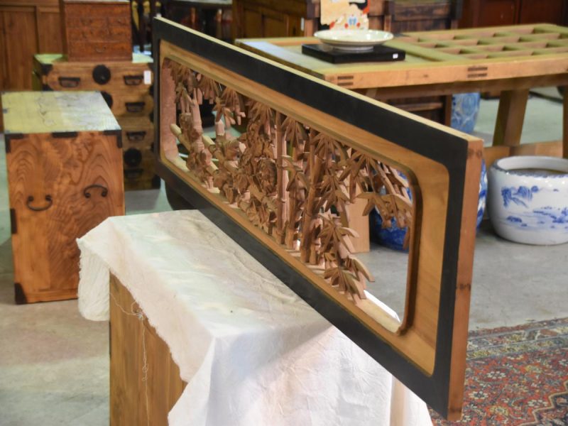 Traditional Japanese Rama Transom of Bamboo and Chrysanthemum - Image 5