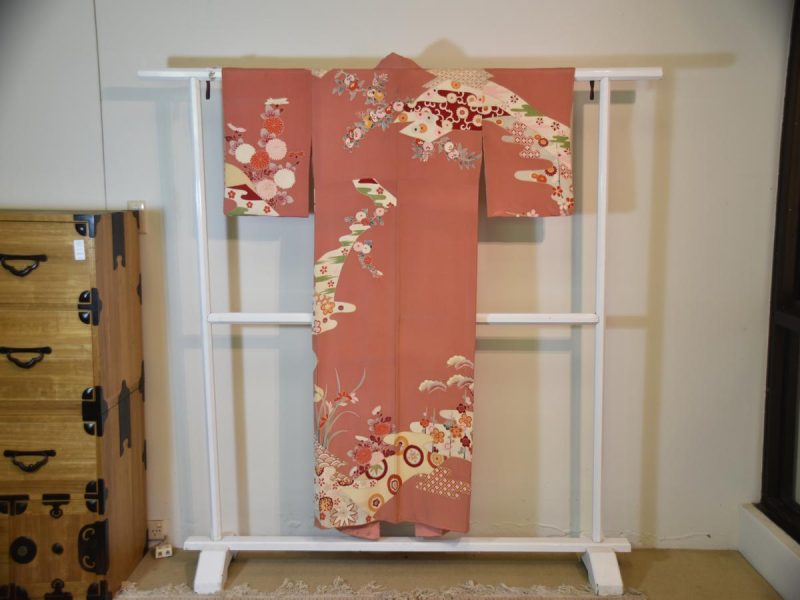 Japanese Silk Vintage Salmon Pink Tomesode Formal Kimono