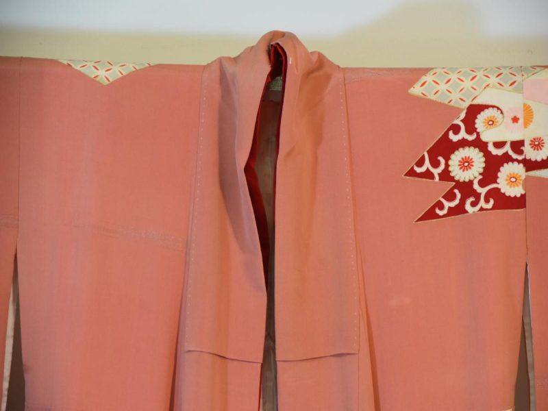 Japanese Silk Vintage Salmon Pink Tomesode Formal Kimono - Image 4