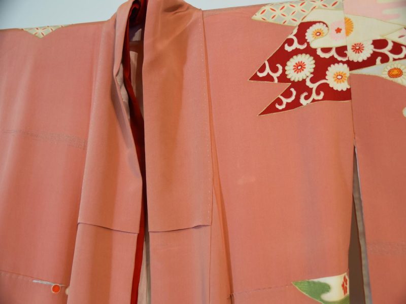 Japanese Silk Vintage Salmon Pink Tomesode Formal Kimono - Image 14