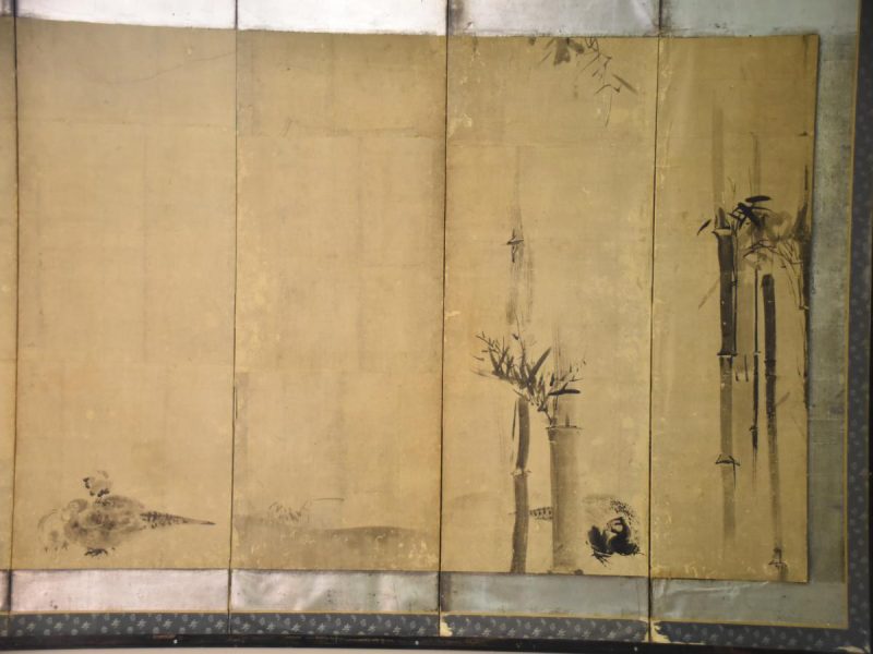 Japanese Momoyama Period 6 Panel Sumi-E Screen - Image 9
