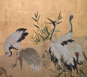 Japanese Red Crested Crane Tsuitate Screen
