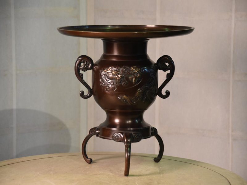 Japanese Usubata Bronze Ikenobu Vase