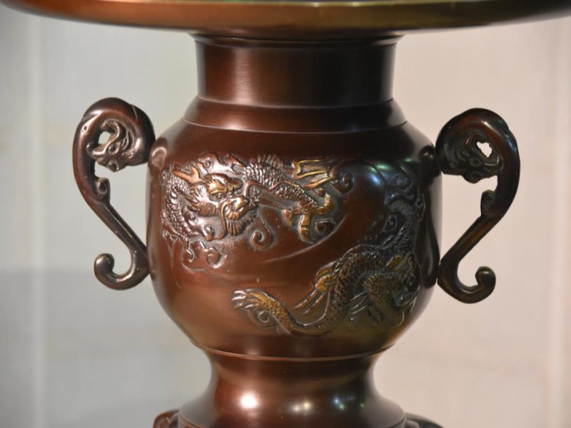 Japanese Usubata Bronze Ikenobu Vase - Image 2