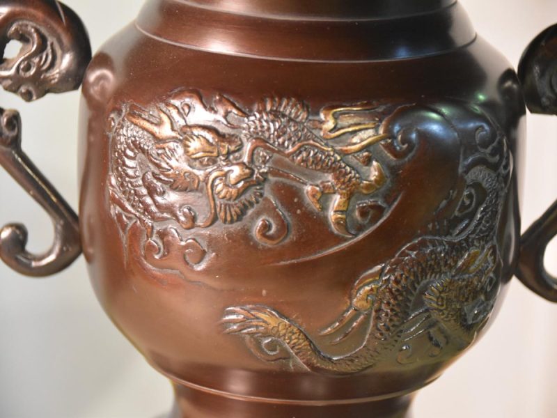 Japanese Usubata Bronze Ikenobu Vase - Image 7