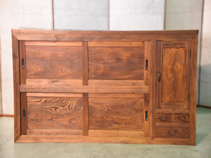Antique Elm Wood Sideboard Chest - Image 14