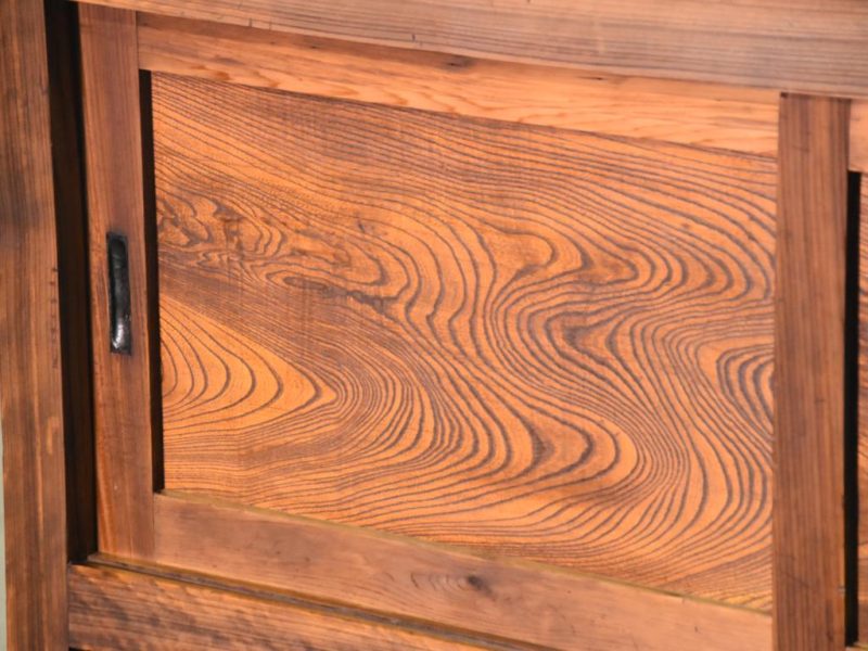 Antique Elm Wood Sideboard Chest - Image 12