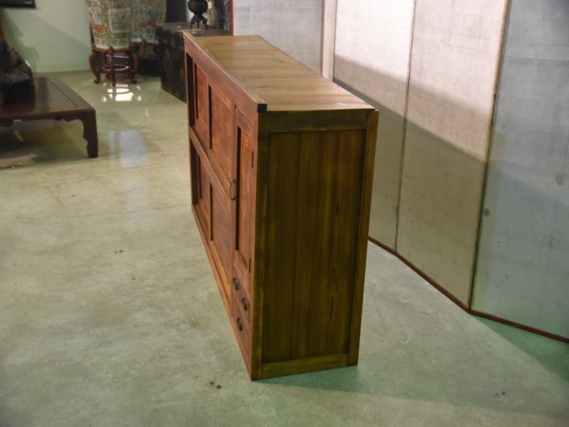 Antique Elm Wood Sideboard Chest - Image 8