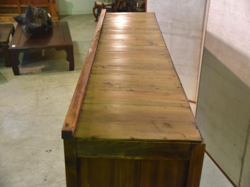 Antique Elm Wood Sideboard Chest - Image 7