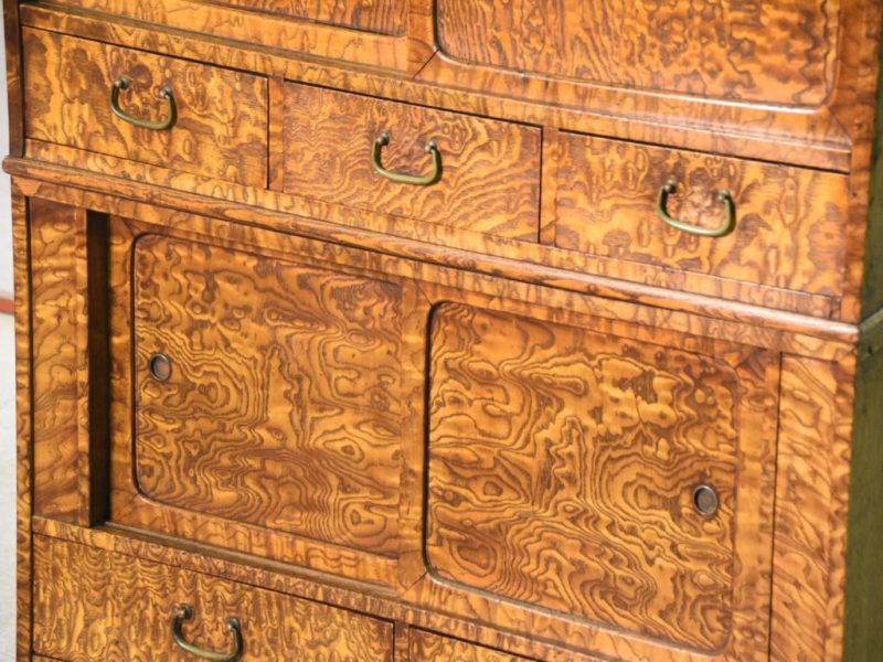 Japanese Burled Mulberry Tea Cabinet - Image 14
