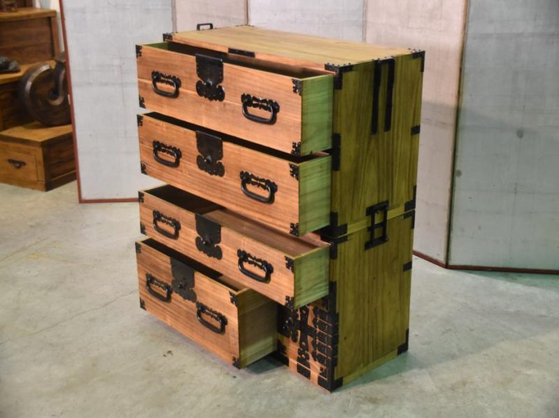 Antique Japanese Clothing Chest on Chest - Image 14