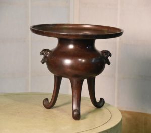 Japanese Cast Bronze Ikenobu Flower Vase