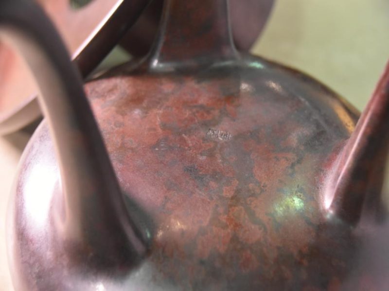 Japanese Cast Bronze Ikenobu Flower Vase - Image 5