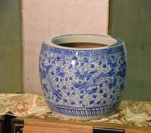 Japanese Blue and White Porcelain Brazier Hibachi