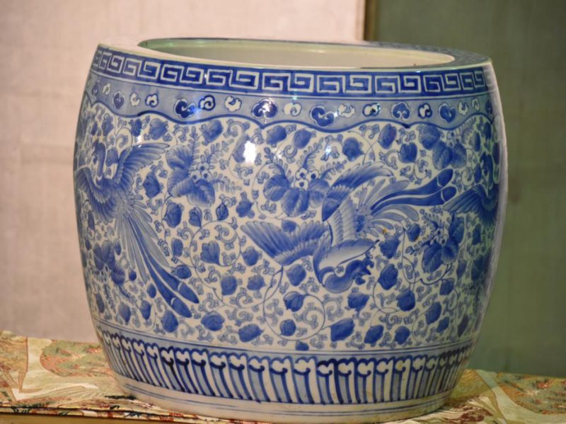 Japanese Blue and White Porcelain Brazier Hibachi - Image 9