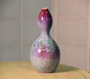 Japanese Flambe Glaze Vase by Matsuyama Gaei