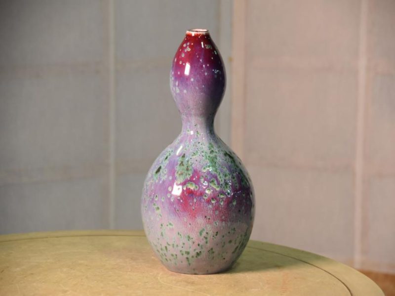 Japanese Flambe Glaze Vase by Matsuyama Gaei