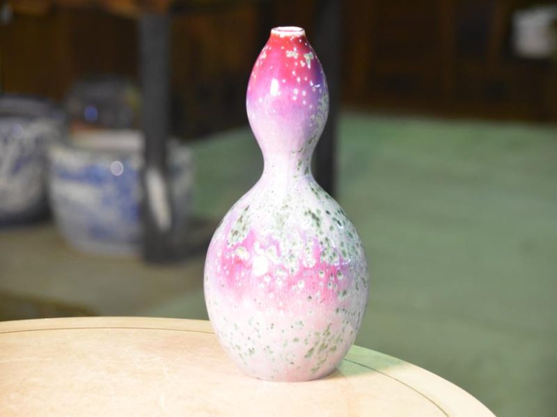 Japanese Flambe Glaze Vase by Matsuyama Gaei - Image 3