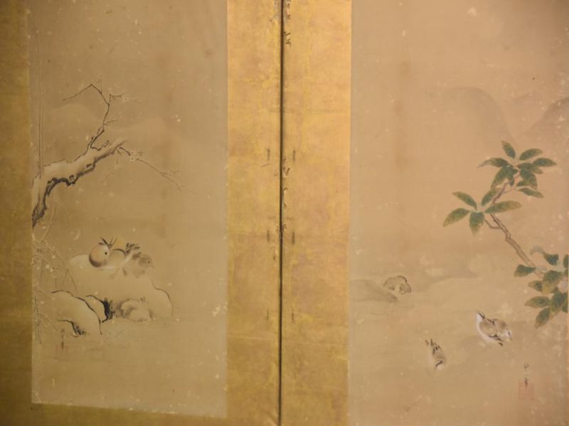 Antique Japanese Byobu 6 Panel Screen - Image 5