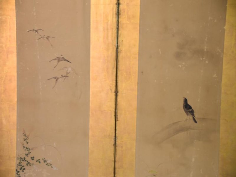 Antique Japanese Byobu 6 Panel Screen - Image 4