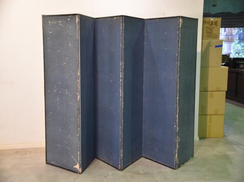 Antique Japanese Byobu 6 Panel Screen - Image 9