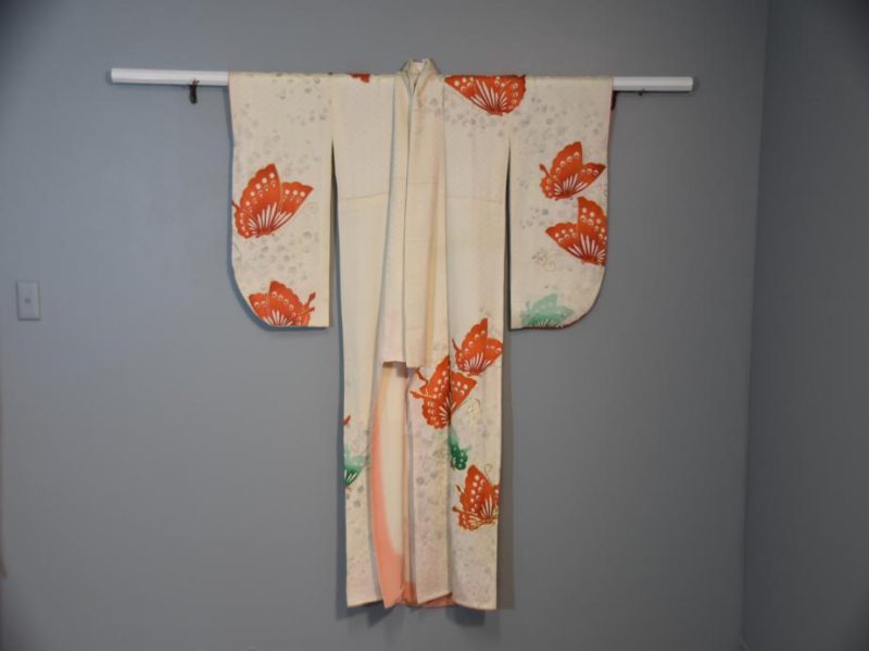 Japanese Silk Butterfly Furisode Kimono - Image 7