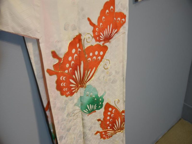 Japanese Silk Butterfly Furisode Kimono - Image 3