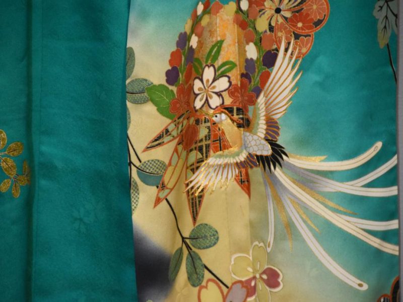 Emerald Green Japanese Vintage Kimono - Image 3