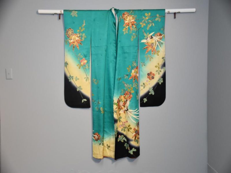 Emerald Green Japanese Vintage Kimono - Image 2
