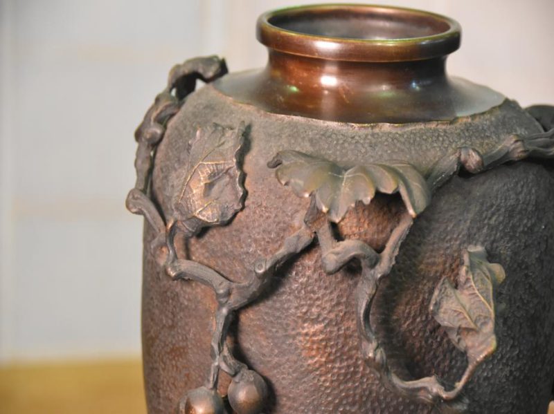 Japanese Bronze Grape Vase - Image 10