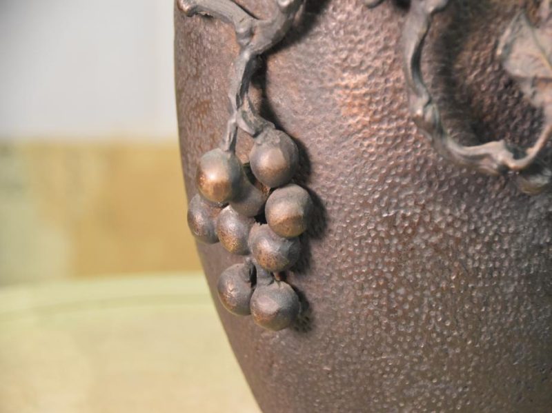 Japanese Bronze Grape Vase - Image 9