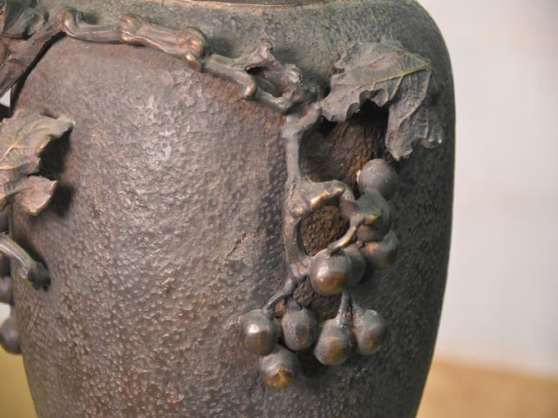 Japanese Bronze Grape Vase - Image 7