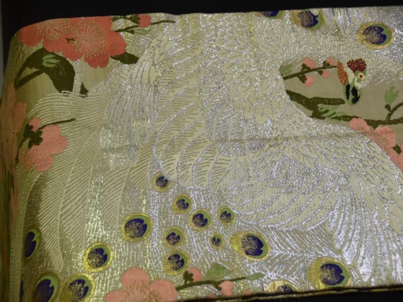 Japanese Vintage Pink Cherry Blossom Brocade Sash Obi - Image 7