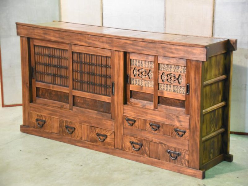 Japanese Antique Wooden Sideboard - Image 9