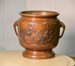 Japanese Cast Bronze Hibachi with Shi Shi