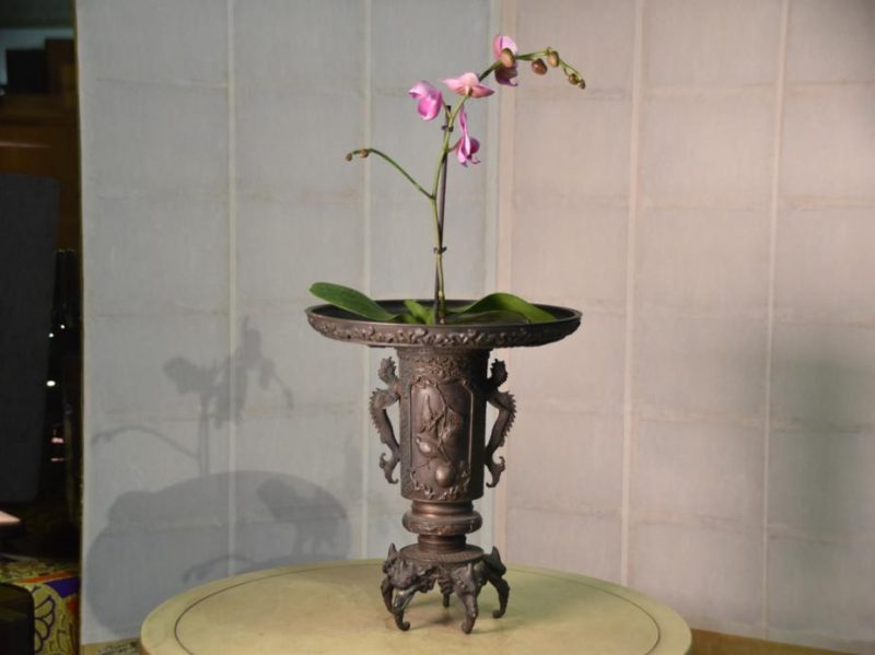 Japanese Cast Bronze Flower Vase - Image 2