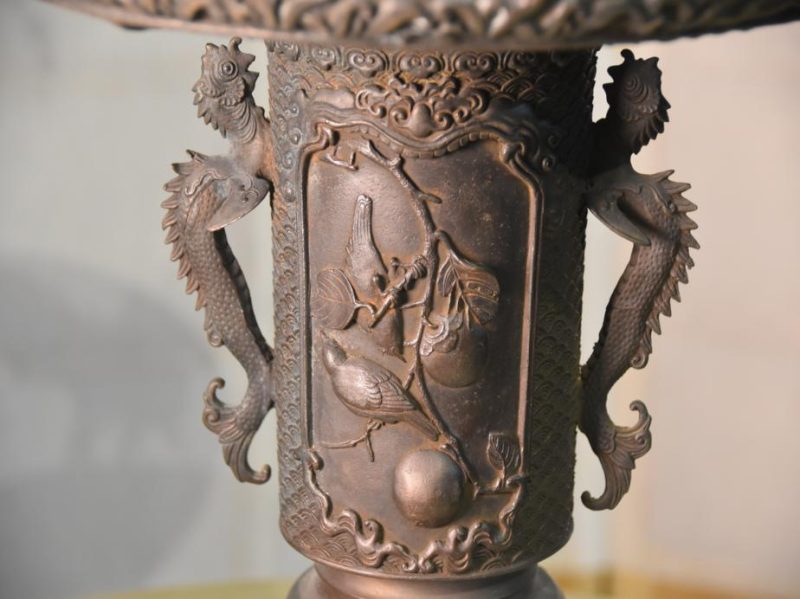Japanese Cast Bronze Flower Vase - Image 11