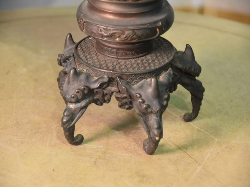 Japanese Cast Bronze Flower Vase - Image 10