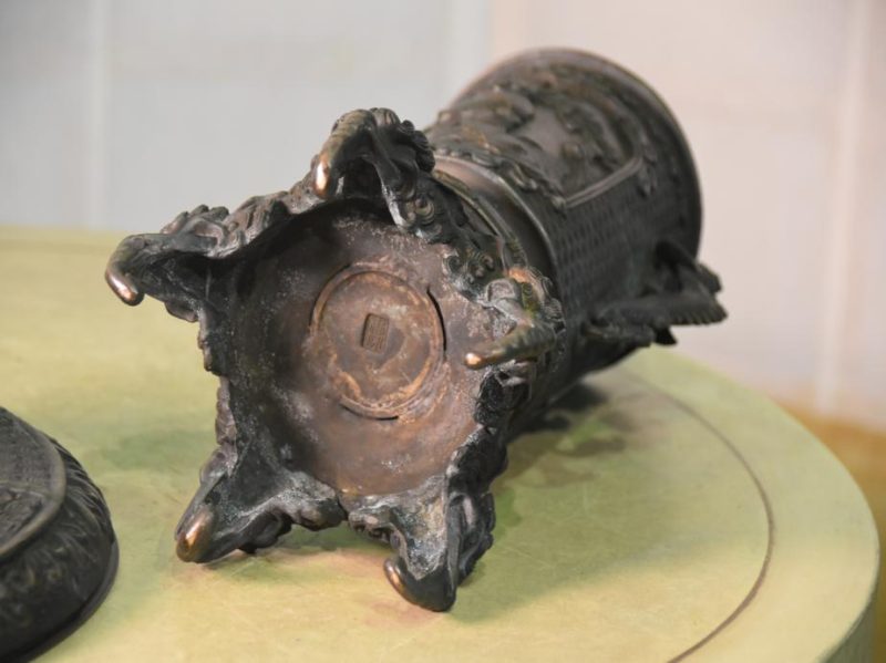 Japanese Cast Bronze Flower Vase - Image 4